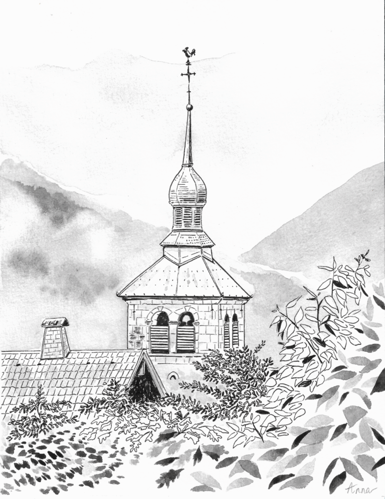 Chapelle des Villards-sur-Thônes, aquarelle et encre